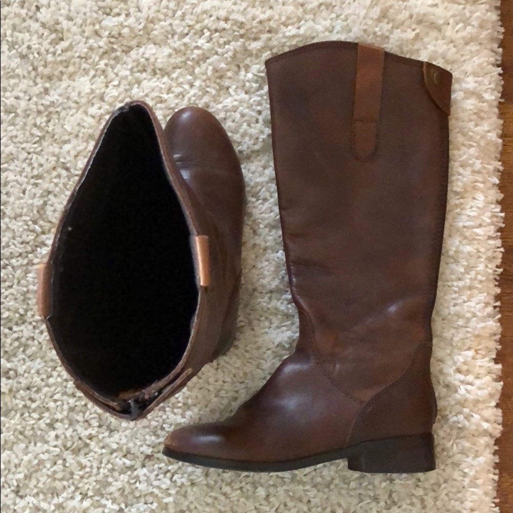 Leather tall boots - brown